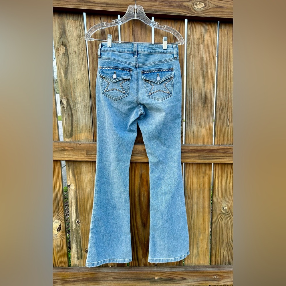 NWT No Boundaries Y2K Jeans Bootcut Embroidered Star Denim Sz. 00 - Picture 8 of 9